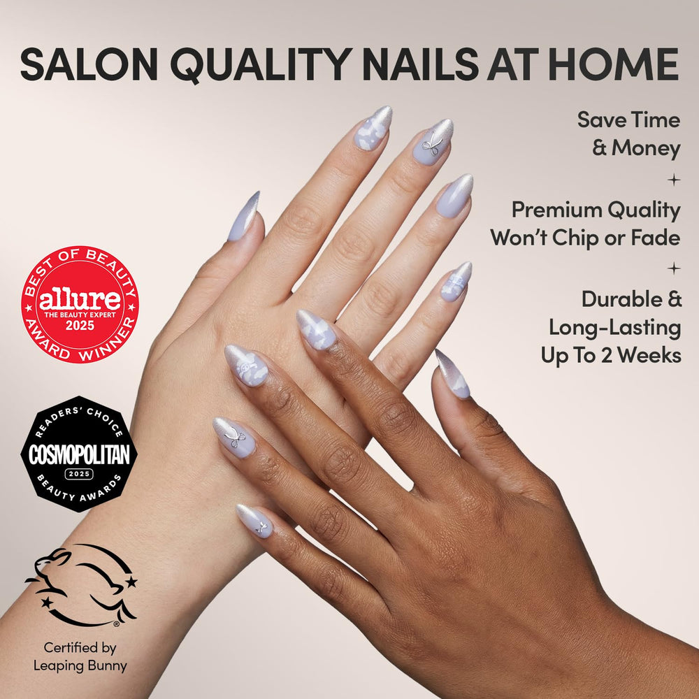 Glamnetic Hello Kitty nails feature Cinnamoroll cloud accents for a playful look.