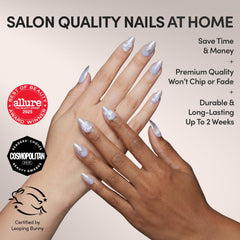 Glamnetic Hello Kitty nails feature Cinnamoroll cloud accents for a playful look.