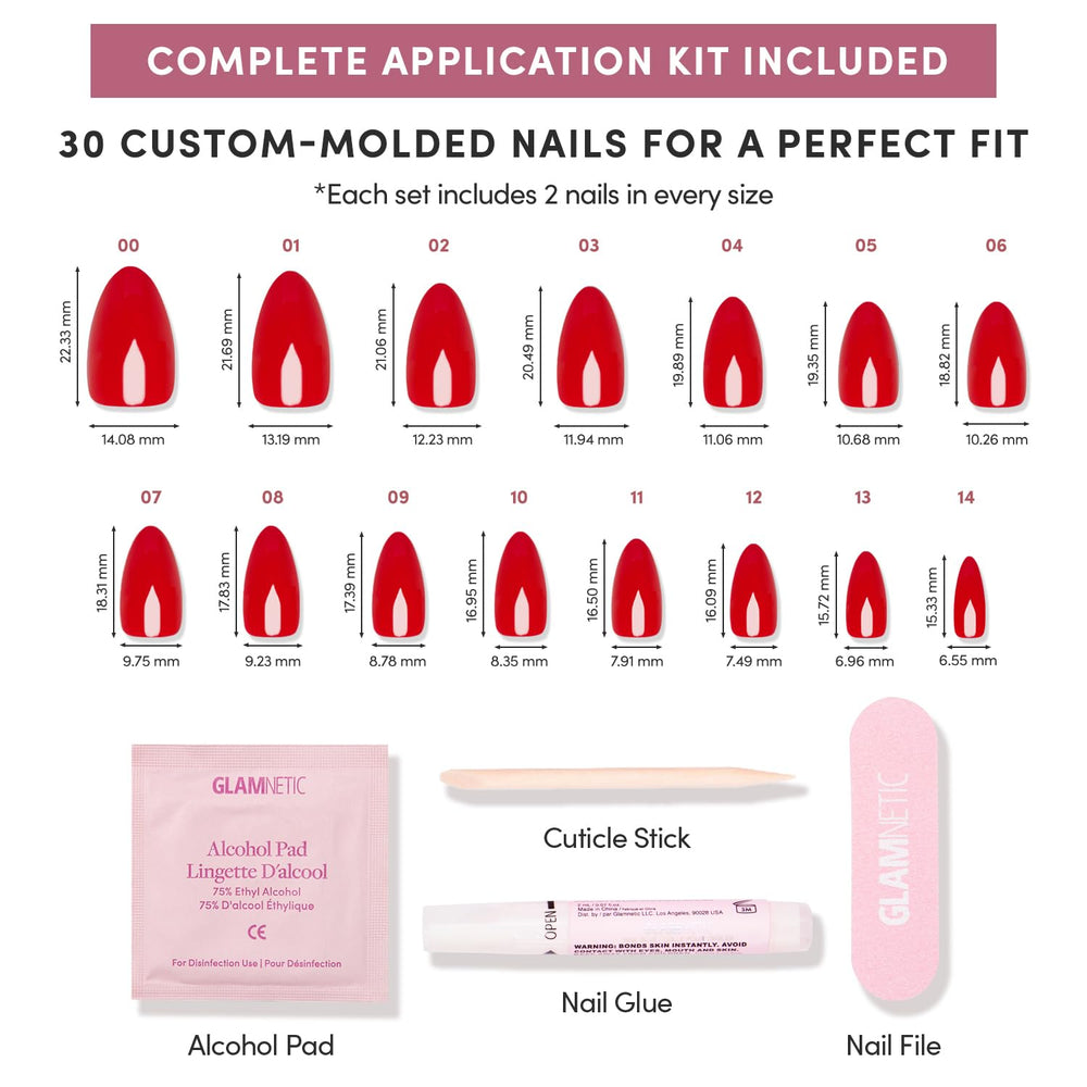 Glamnetic kit completo de uñas postizas, almacenamiento seguro y repuestos.