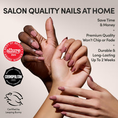 Glamnetic kit completo de uñas postizas con 30 piezas y 15 tallas para ajuste personalizado.