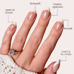 Glamnetic Mrs. Frances tips blancos, estilo clásico para eventos