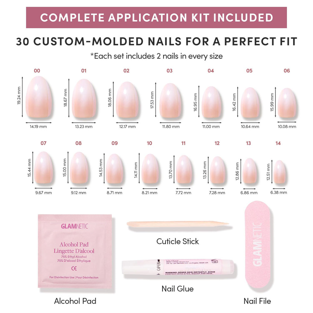 Glamnetic includes glue, file, and cuticle stick for easy application.