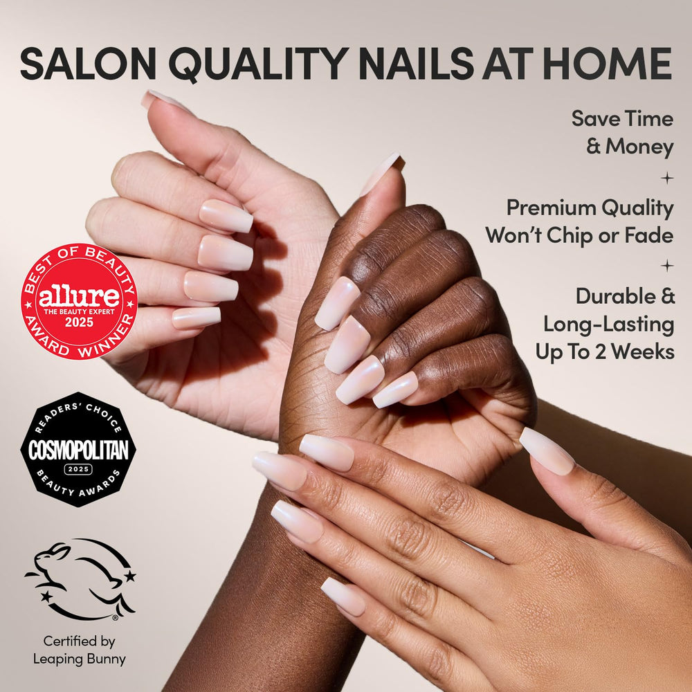 Glamnetic ombré nude en forme cercueil moyen, style moderne