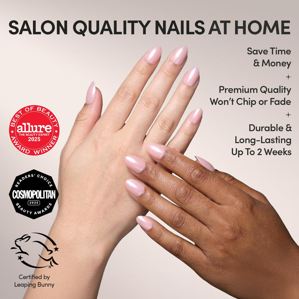 Glamnetic Pinch Me uñas ovaladas cortas en tono blush para uso diario