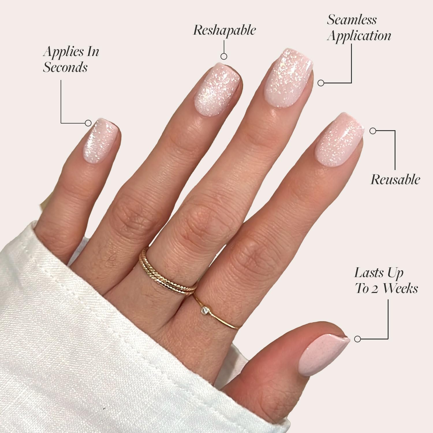Glamnetic Pinky Promise con pegamento incluido para fijación duradera.