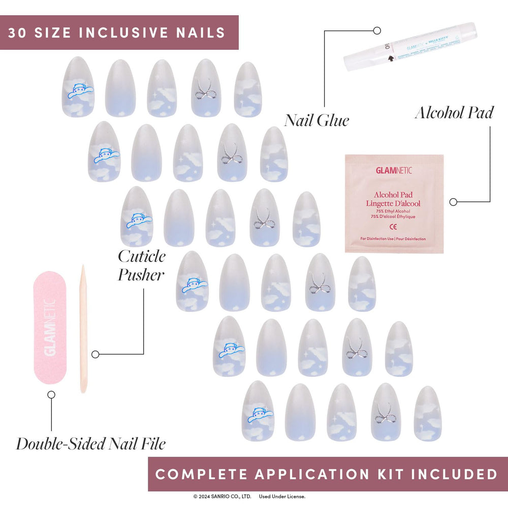 15-size nail set supports a precise fit with a premium velvet finish.