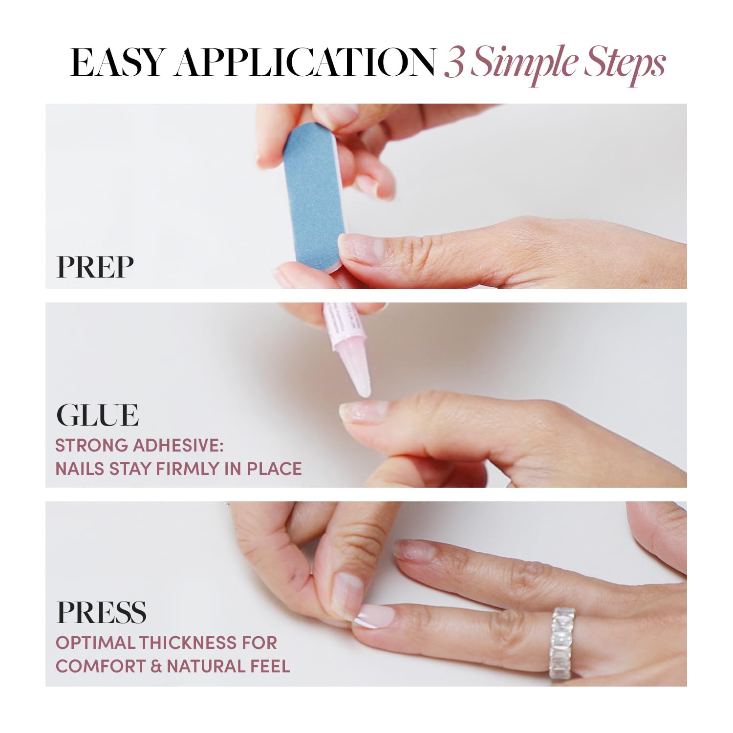 Glamnetic remoción suave con agua tibia para cuidar uñas naturales
