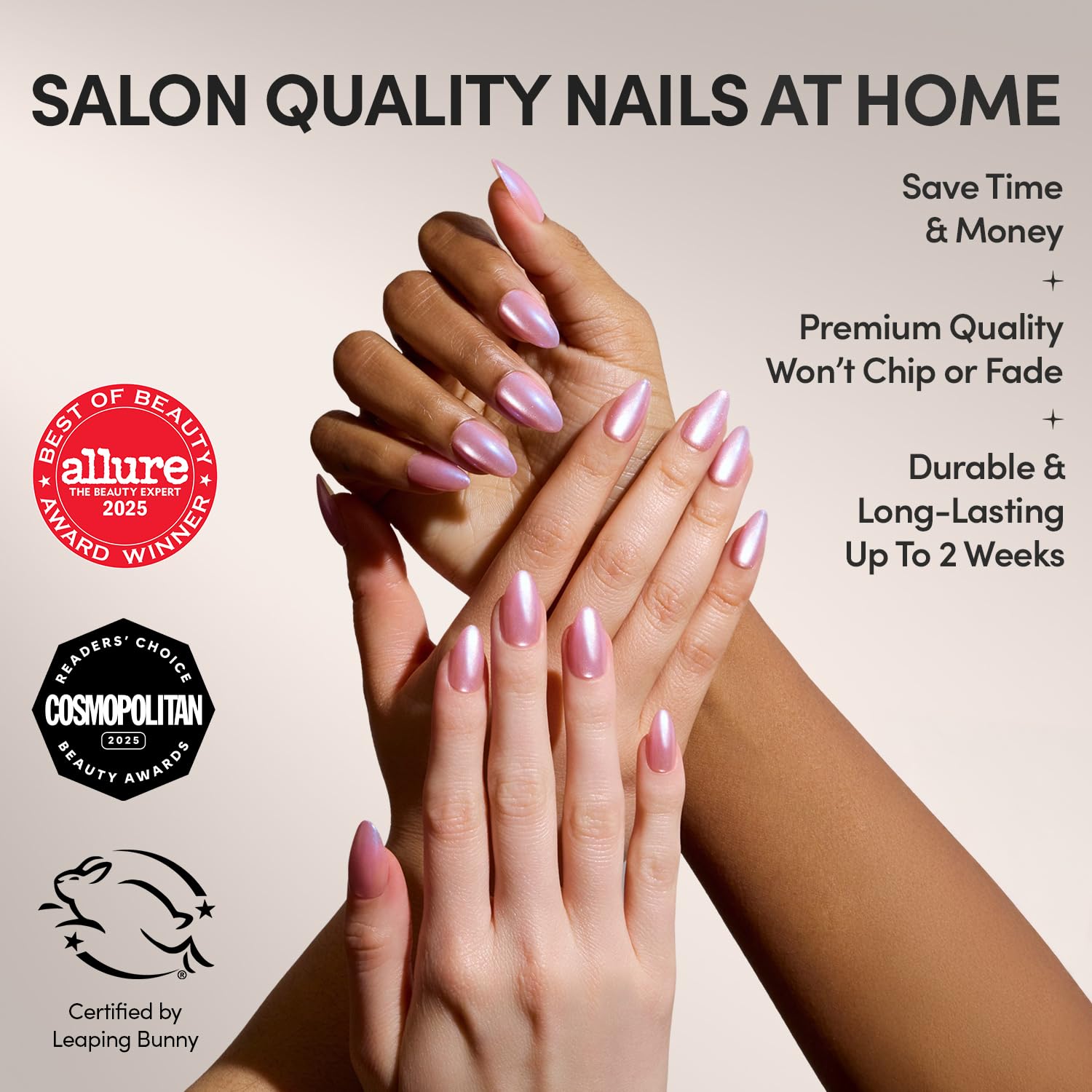 Glamnetic Seaspell: uñas en forma de almendra corta para uso diario