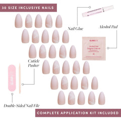 Glamnetic Snowdrift: set de 30 uñas en 15 tallas para ajuste personalizado.