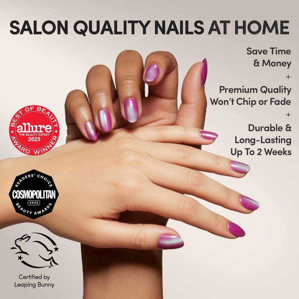 Glamnetic Berry Fizz: uñas ovaladas cortas para un estilo cómodo diario.