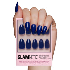Glamnetic uñas postizas adhesivas en azul medianoche con acabado de salón