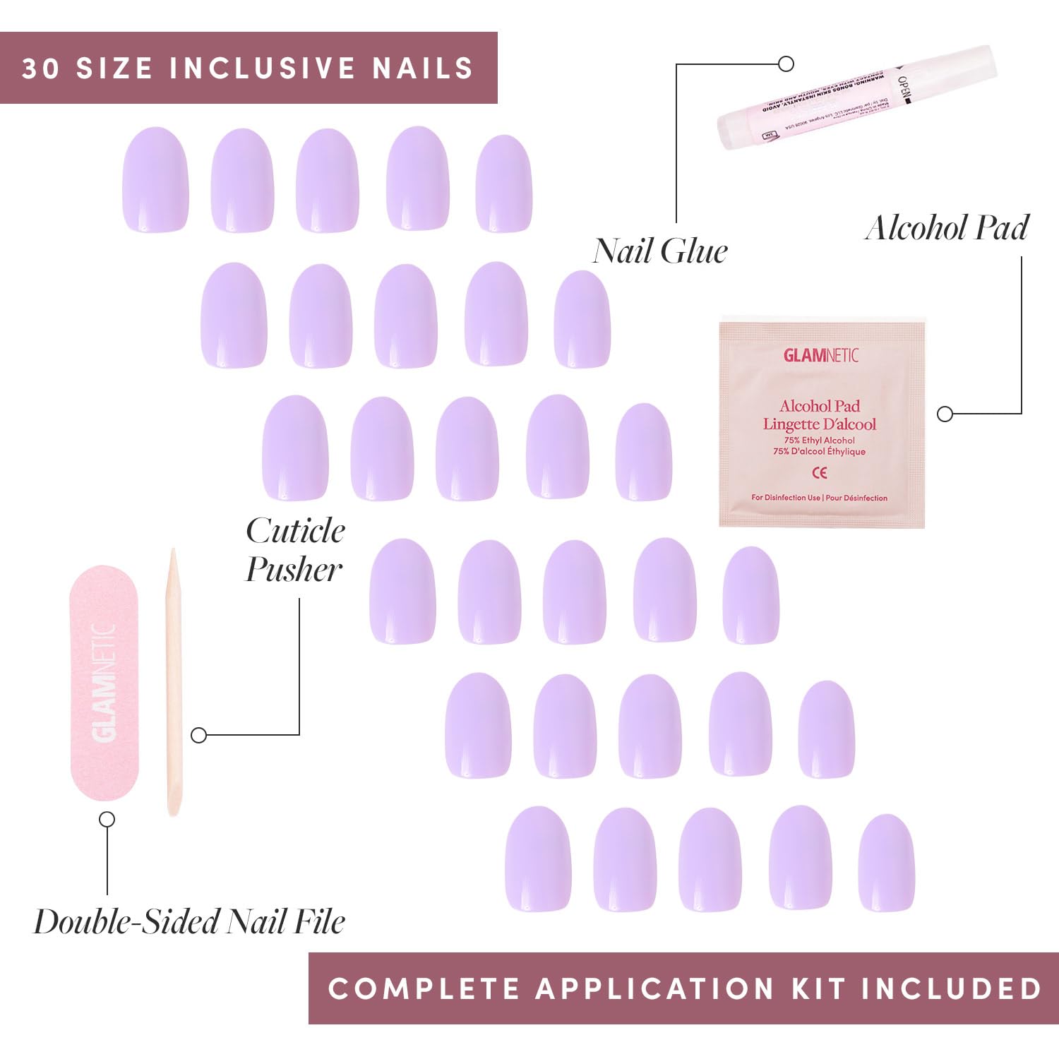 Glamnetic Lilac con 12 tallas para ajuste personalizado