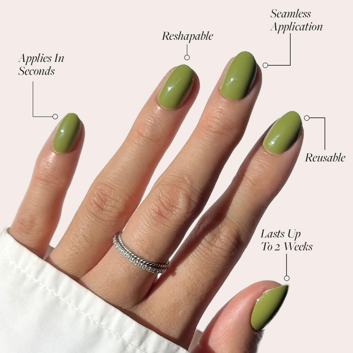 Glamnetic Moss Green lista para aplicación fácil en casa