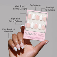 Glamnetic Uñas Sweater Weather con detalles 3D de tejido para invierno