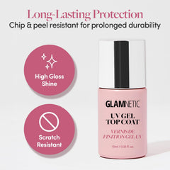 Glamnetic gel UV capa superior transparente: lámpara LED para curado rápido.