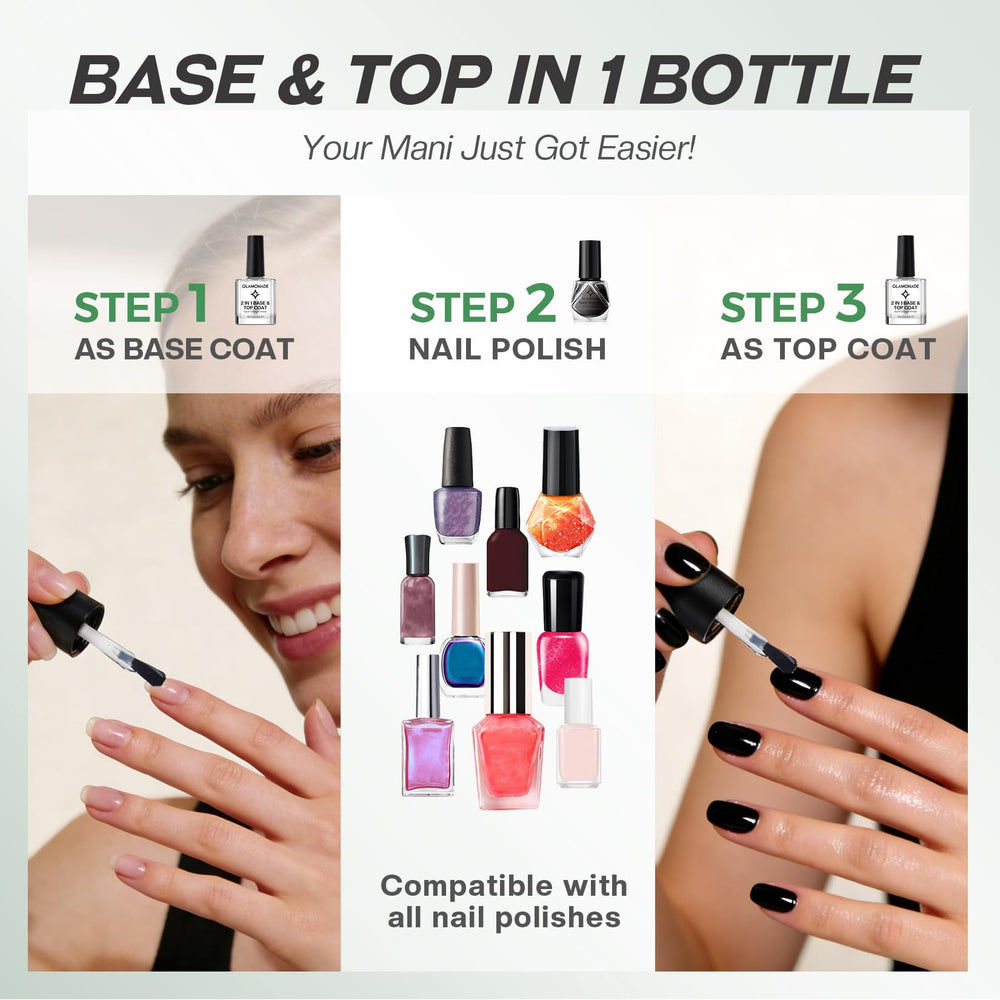 Glamonade Base Top Coat: uso seguro sin olores fuertes para uñas saludables.