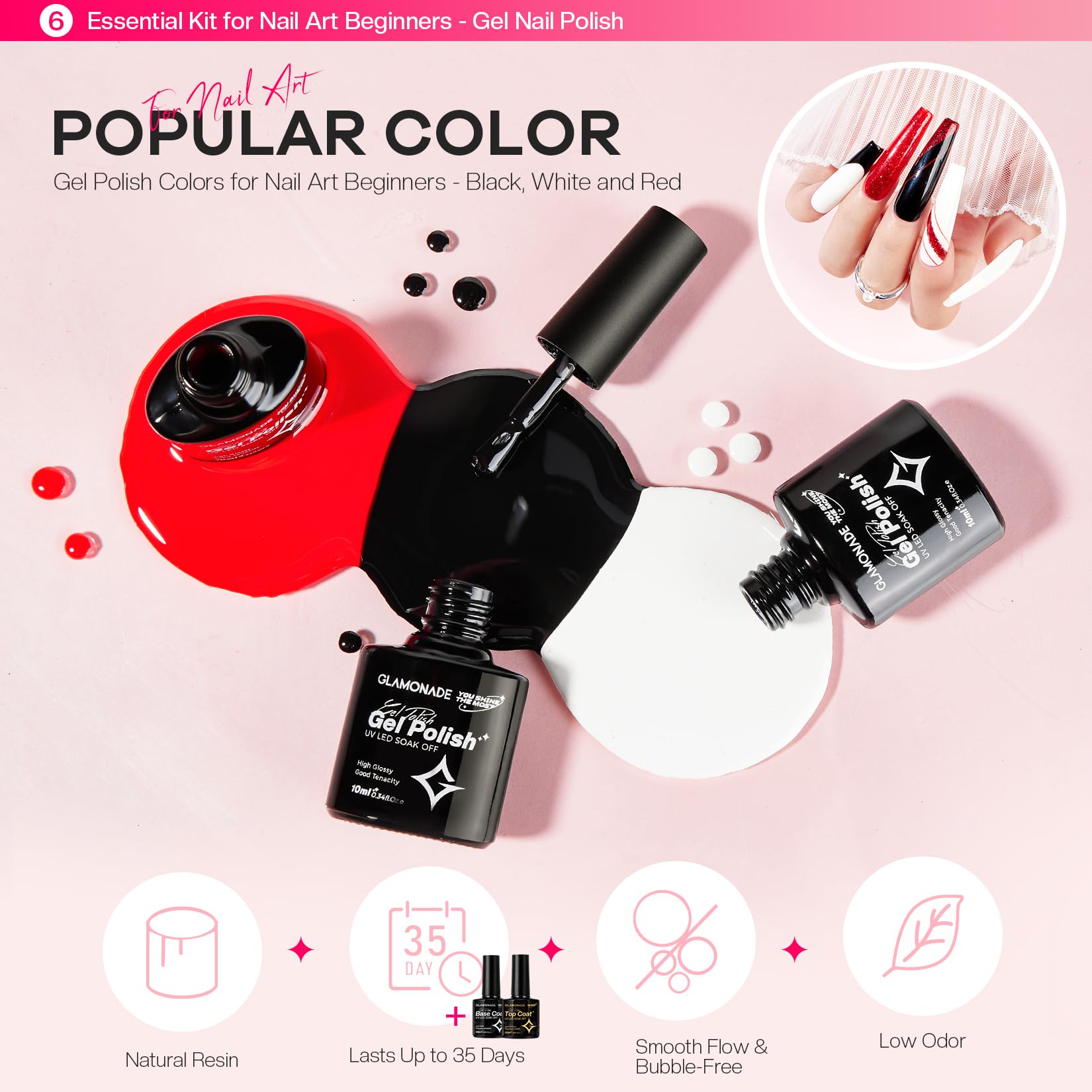 Glamonade esmalte gel trío: tres acabados para combinar estilos.