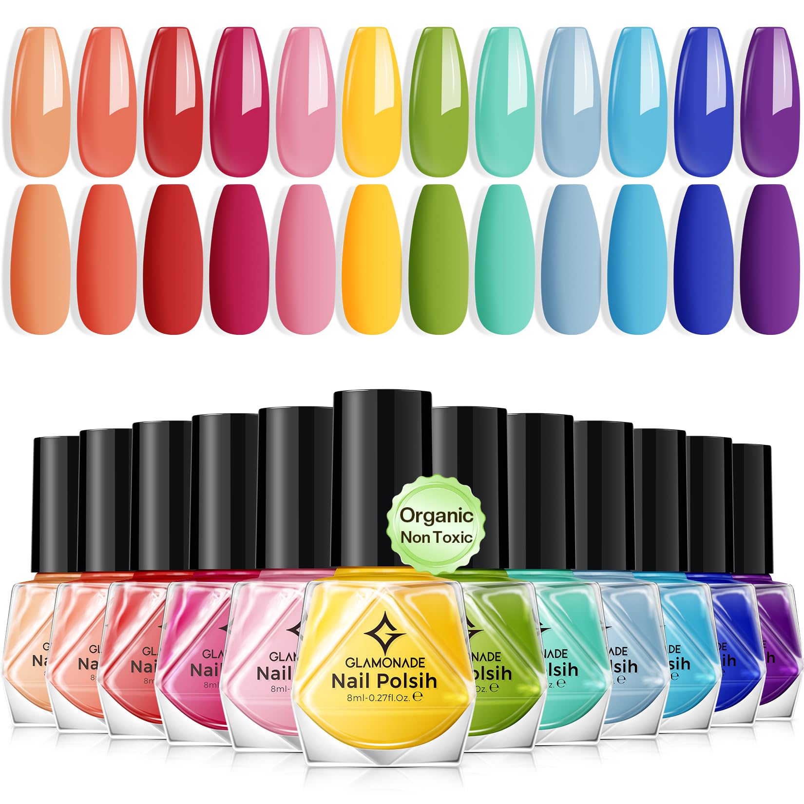 Glamonade esmalte no tóxico con set de 12 colores para manicura familiar segura