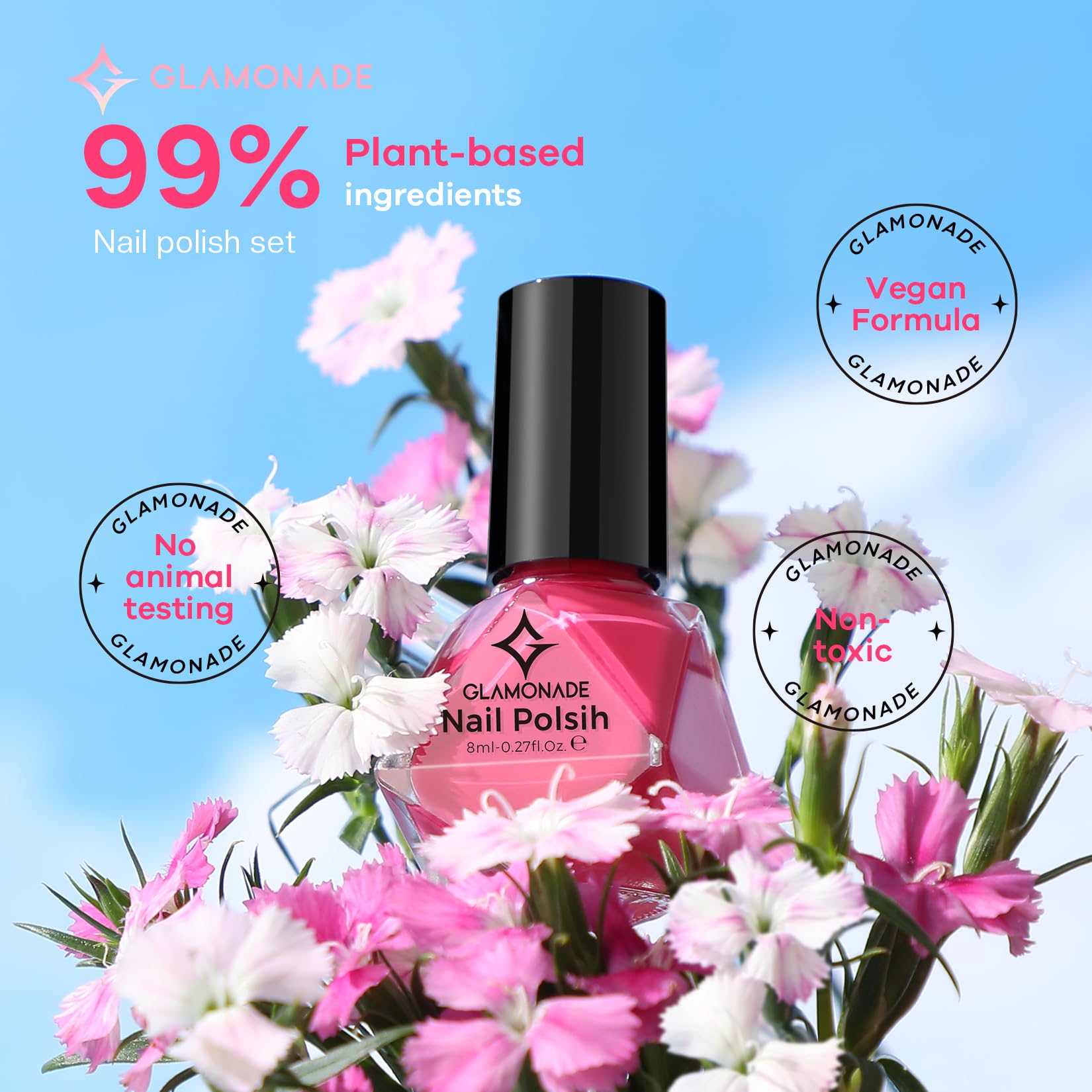 Glamonade esmalte se seca al aire, sin necesidad de lámpara UV ni LED