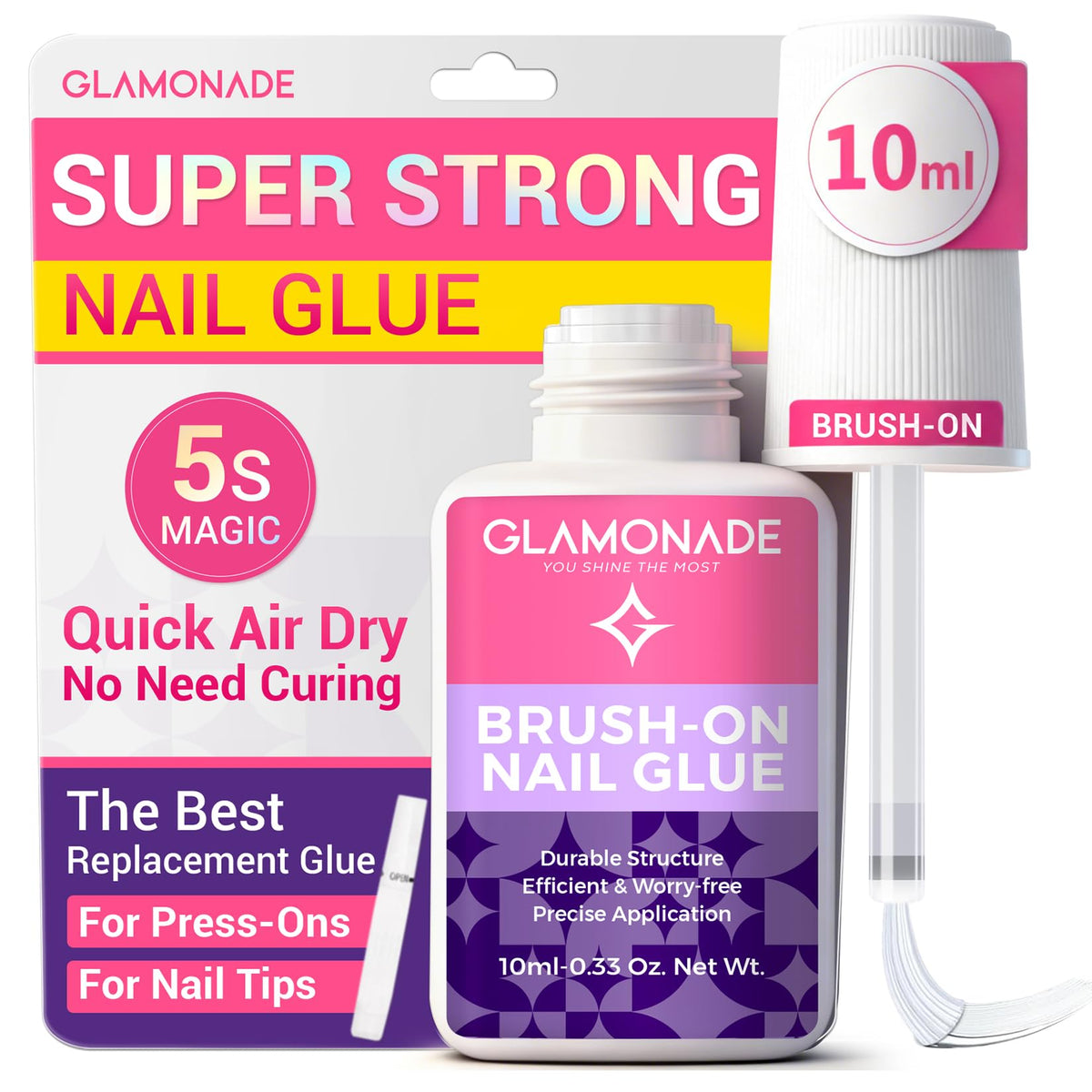 Glamonade pegamento de uñas con pincel para una aplicación precisa