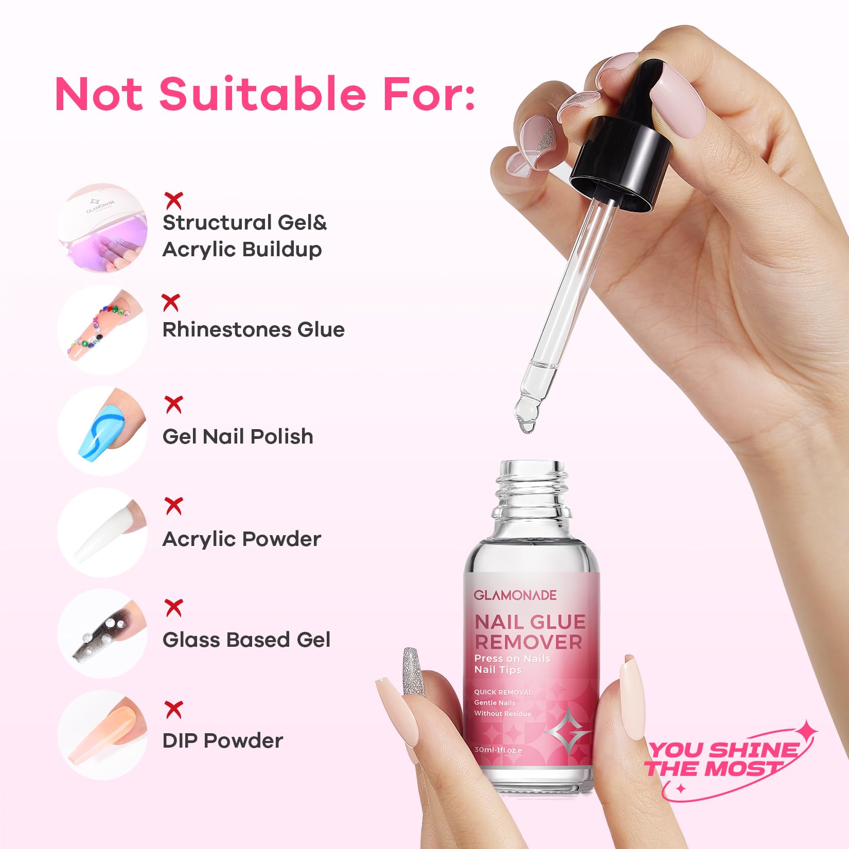 Glamonade Remover: uso rápido con palito de madera.