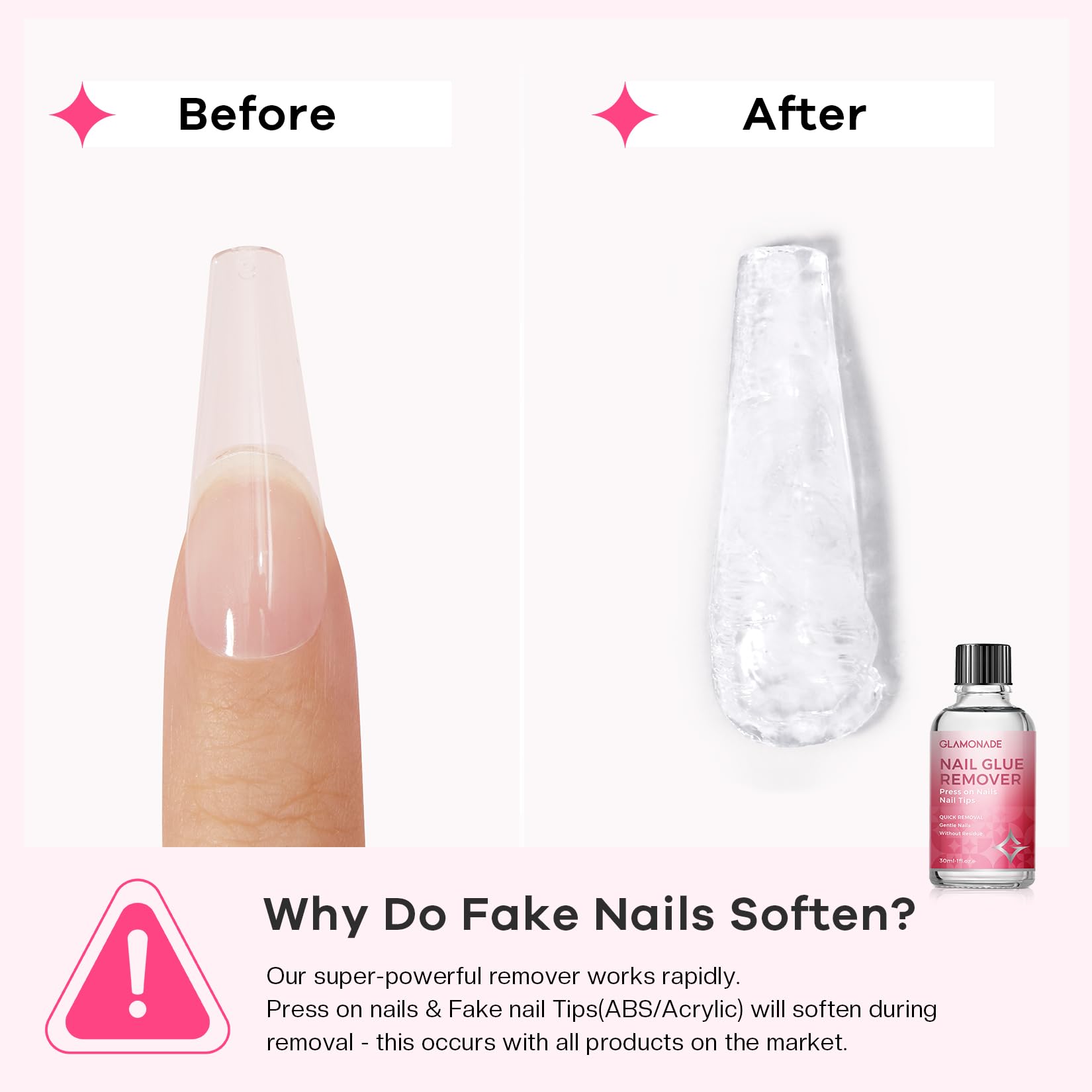 Glamonade Remover: eliminación sin acetona para uñas adheridas.