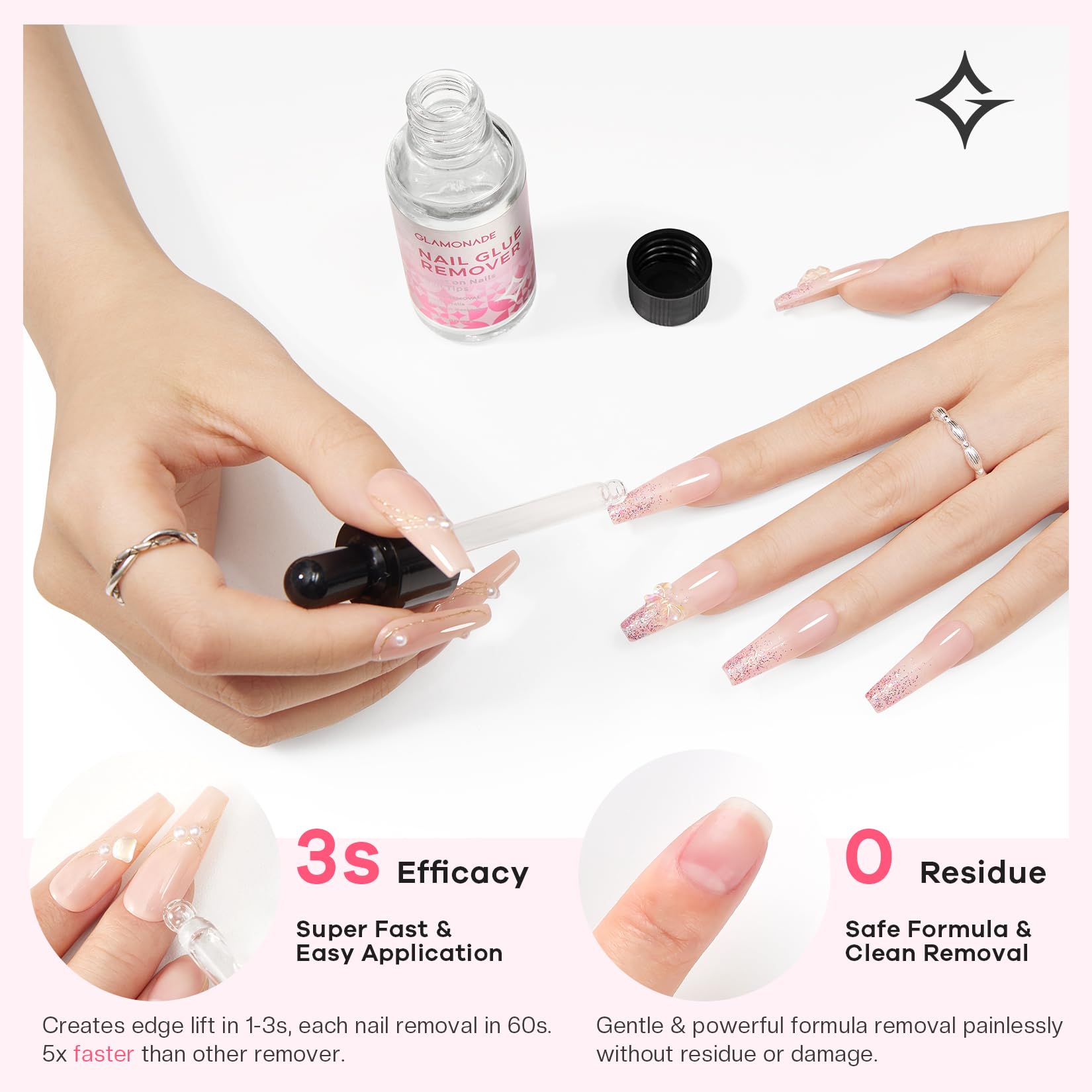 Glamonade Remover: seguridad para piel y uñas naturales sin residuos.