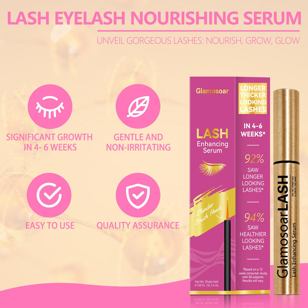 Glamosoar Lash Serum: textura ligera sin grumos ni residuo oleoso.