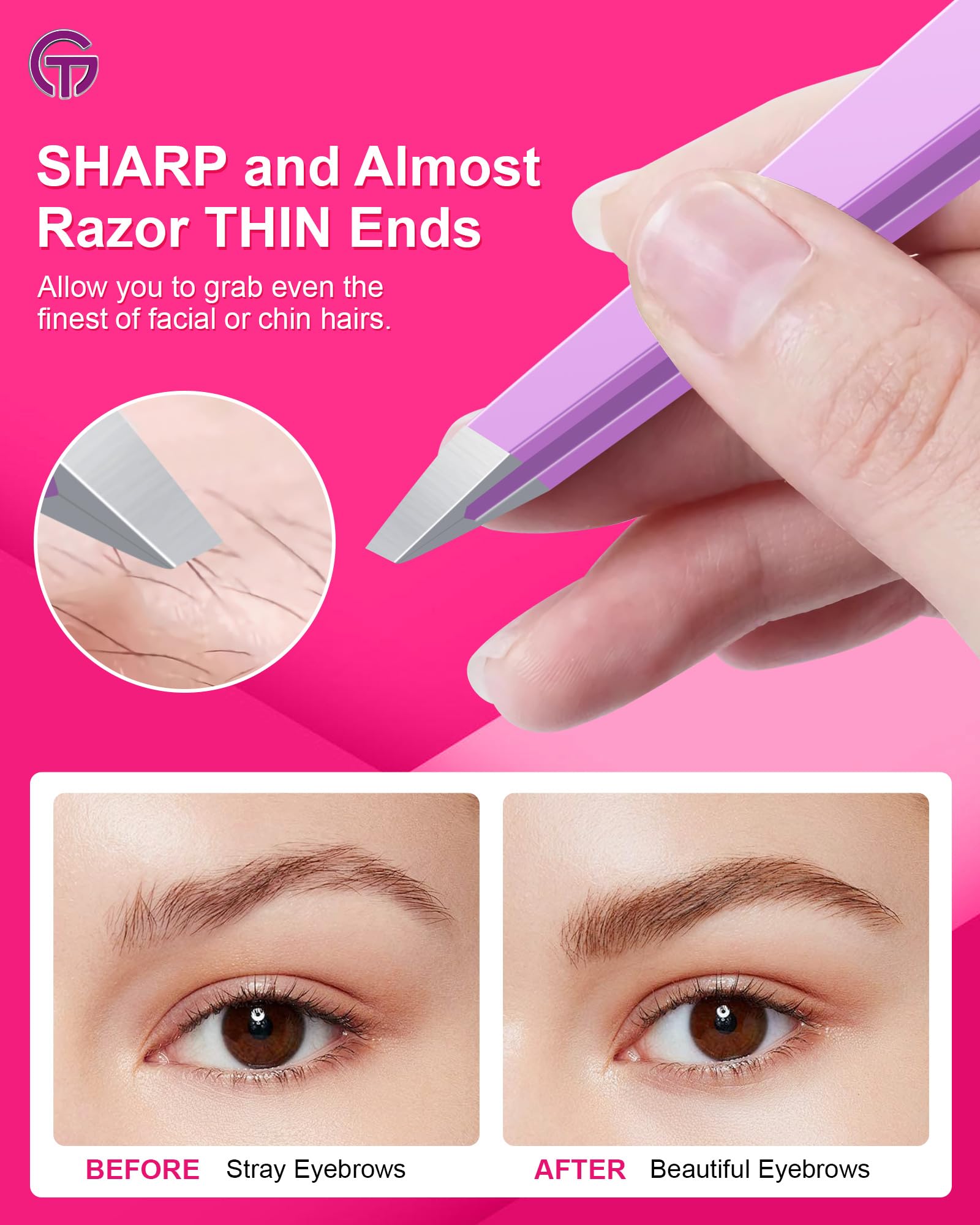 GlamTweeler Expert para vello facial fino con control de agarre estable.