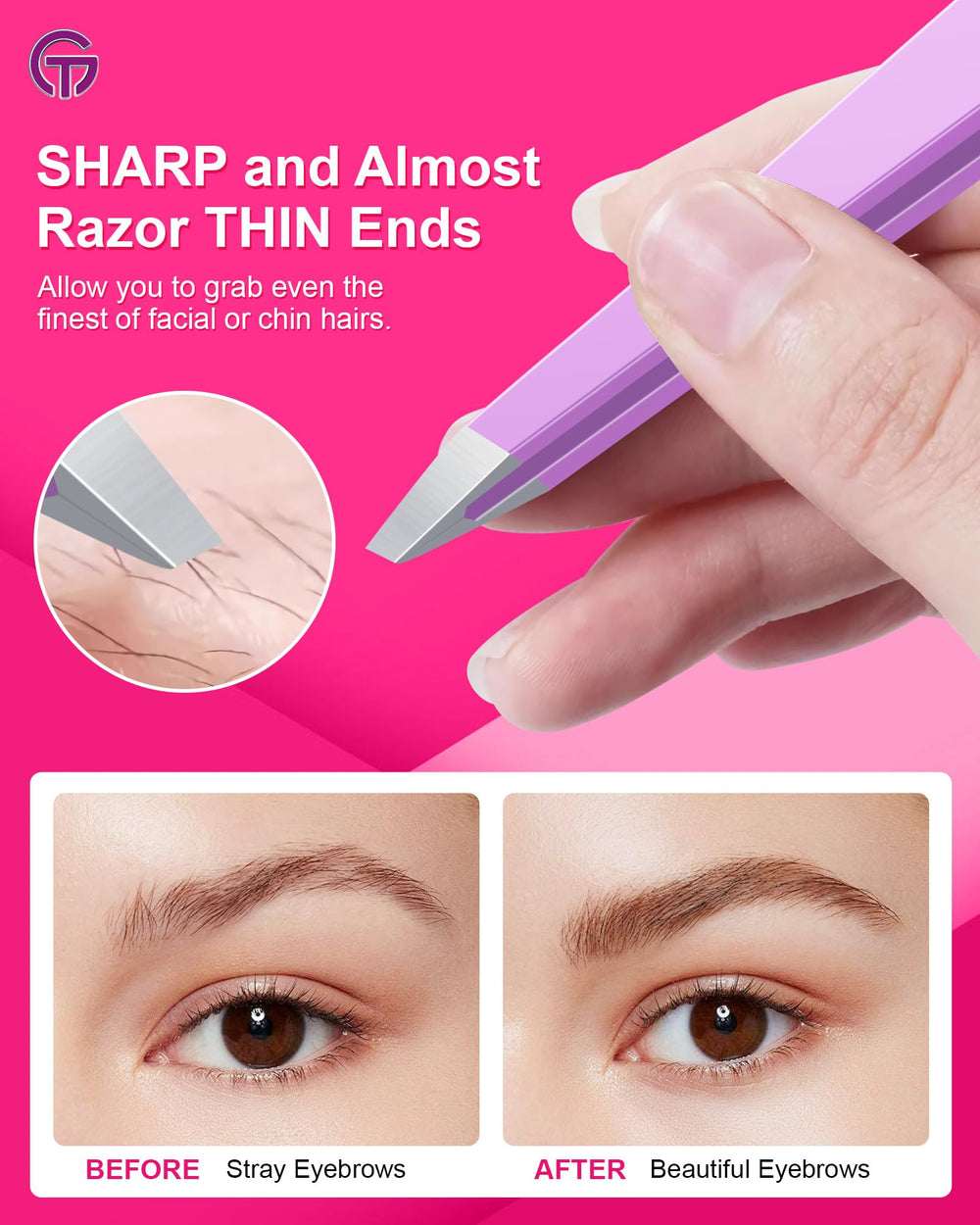 GlamTweeler Expert para vello facial fino con control de agarre estable.