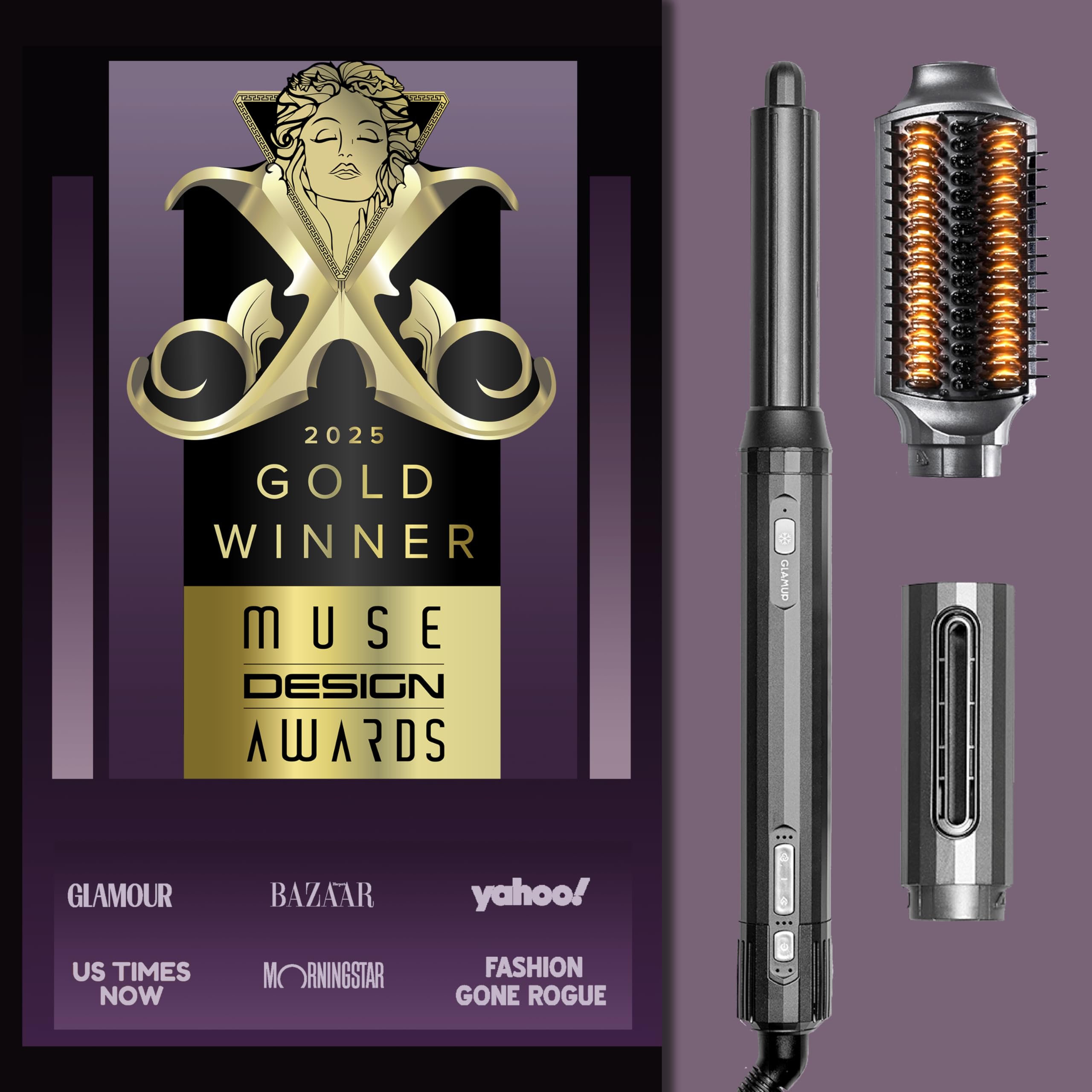 GLAMUP FusionPro ThermaFlow cepillo dual para secar y peinar sin daño
