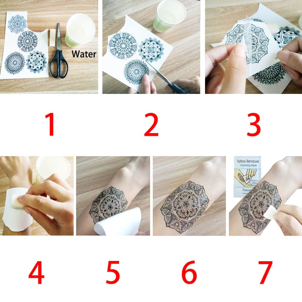 GLARYYEARS tatuaje temporal, diseño variado, mantiene un aspecto discreto en clavículas y hombros.