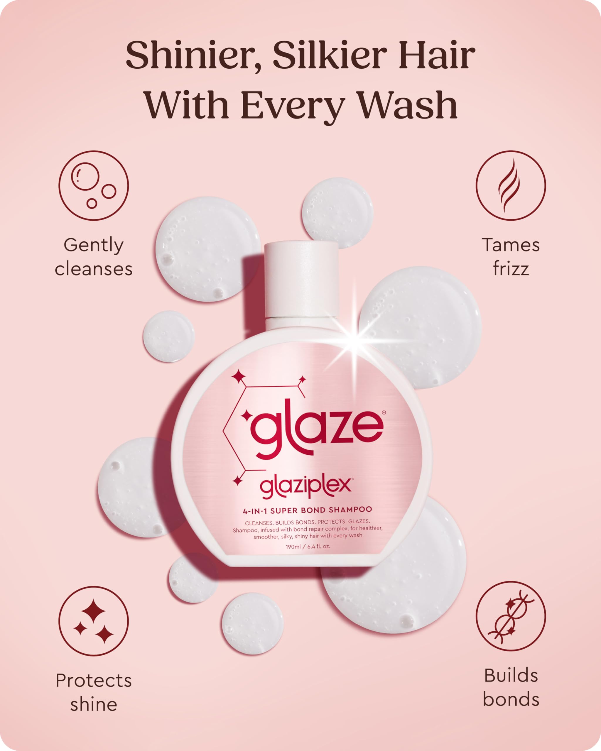 Glaze Super Bond Building Shampoo cuidado diario, apto para todo tipo de cabello