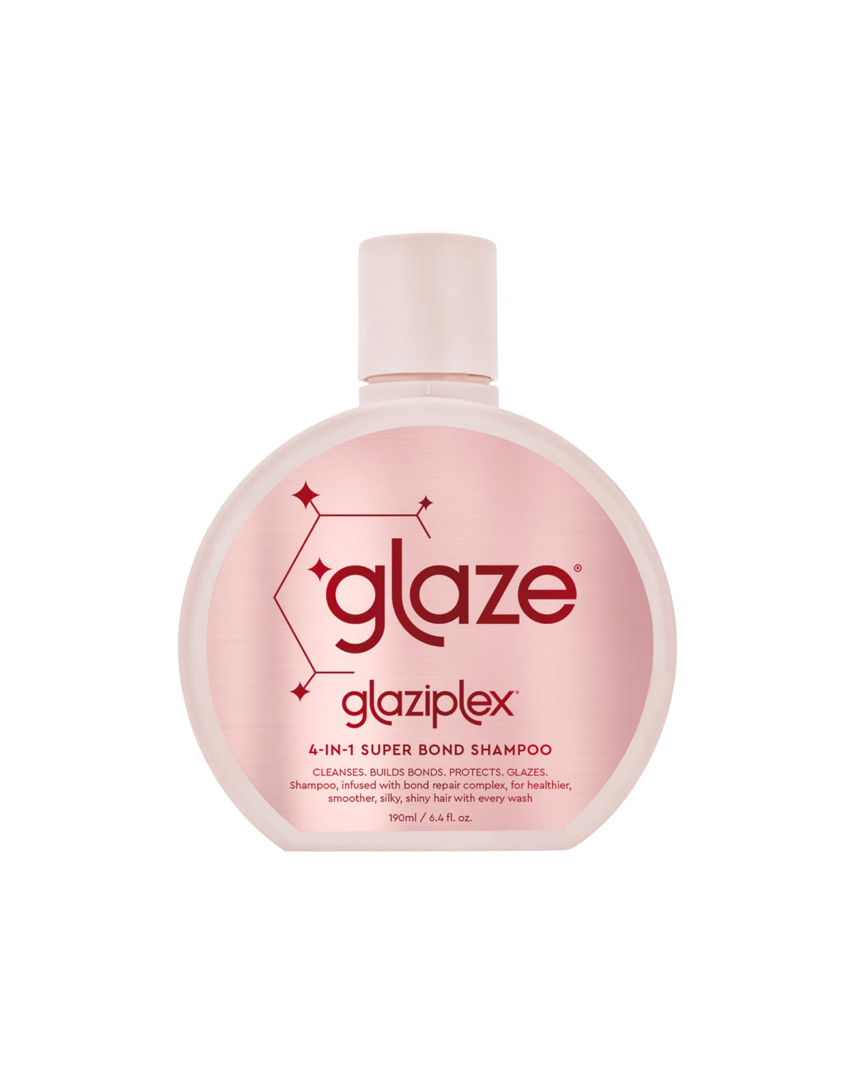 Glaze Super Bond Building Shampoo vertido de frasco, cabello suave tras lavado