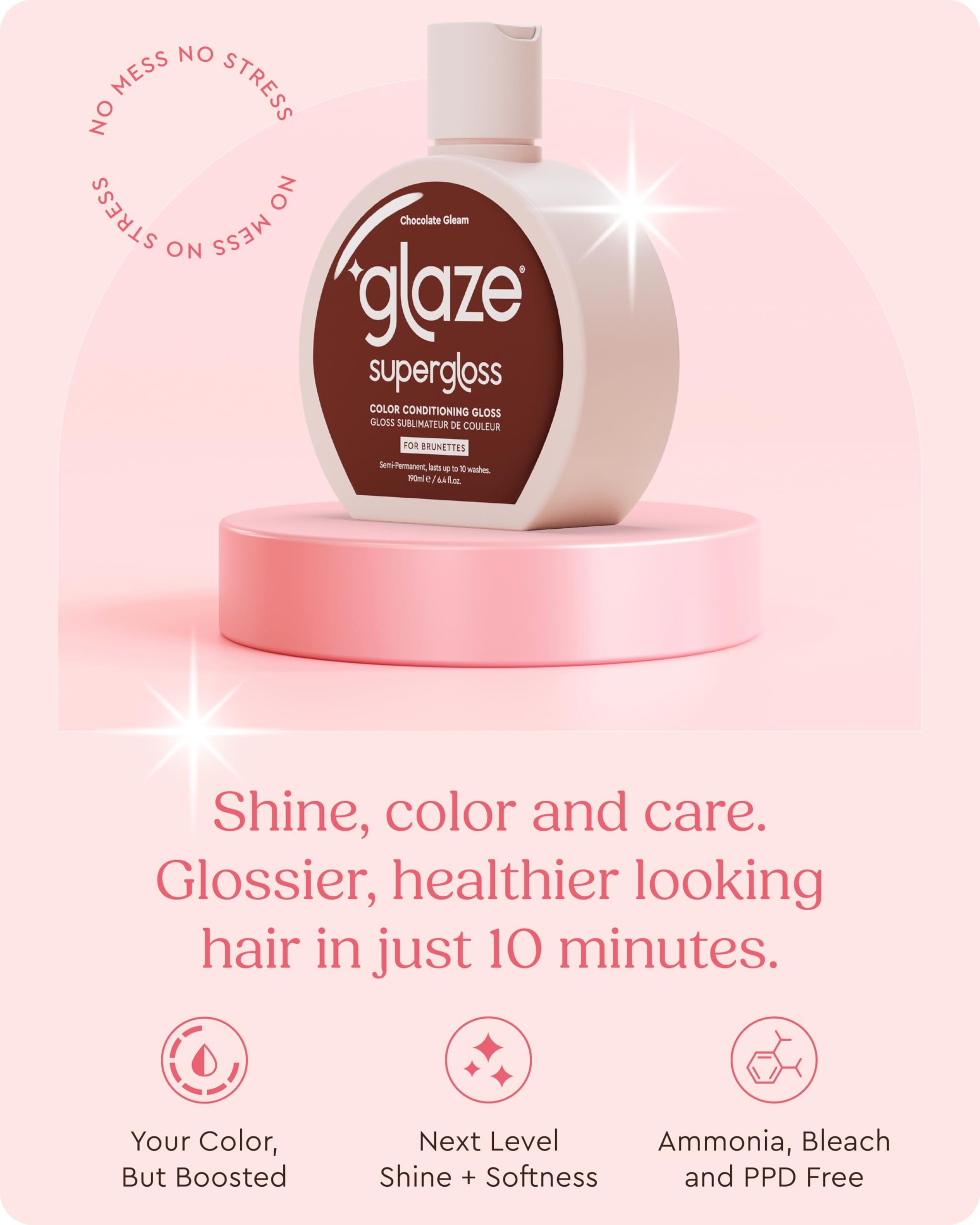 Glaze Supergloss, aplicación en cabello, deposita color de forma suave y uniforme.