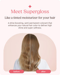 Glaze Supergloss aplicación en cabello mostrando color y uniformidad.