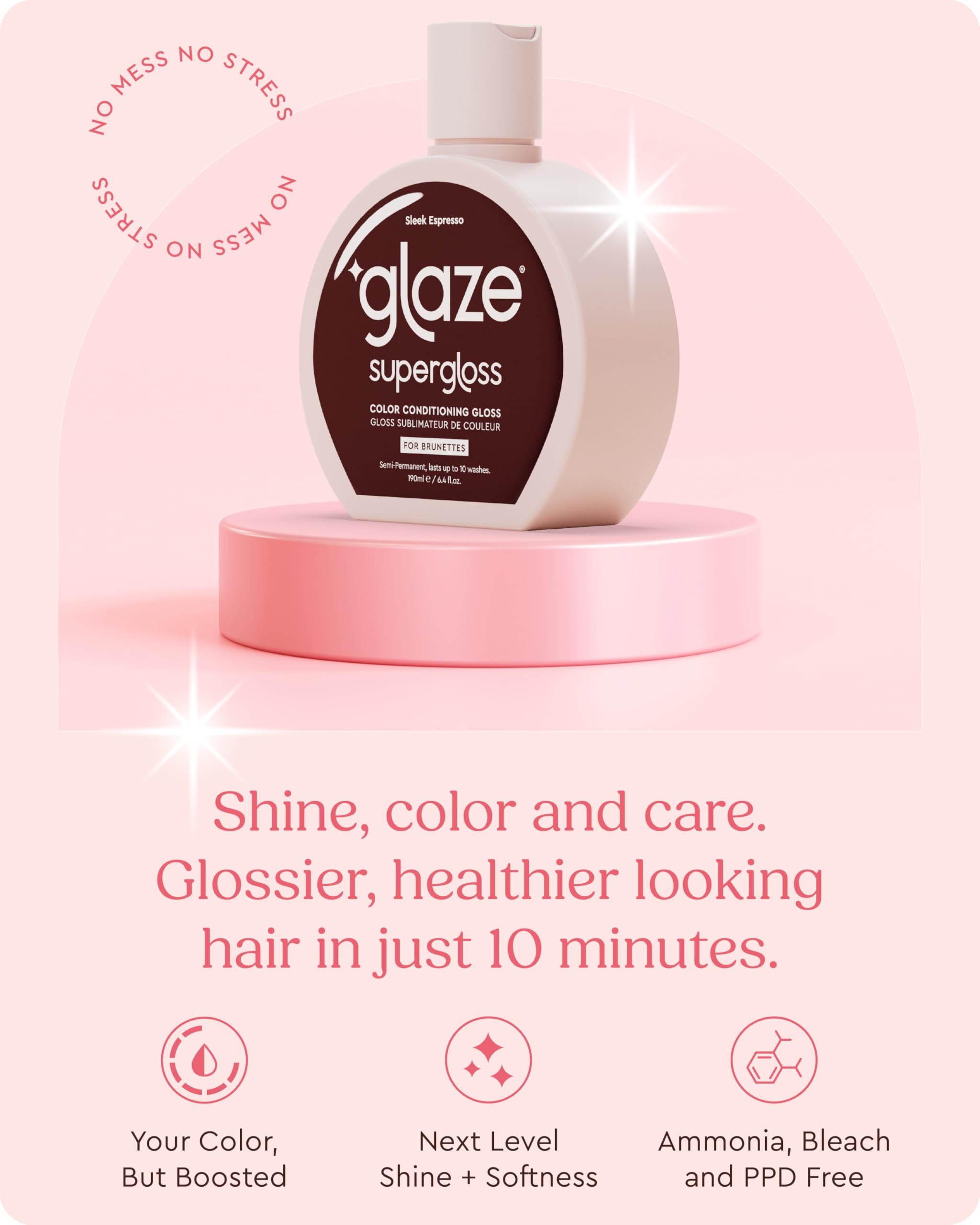 Glaze Supergloss brillo e hidratación para cabello oscuro: aspecto más luminoso.