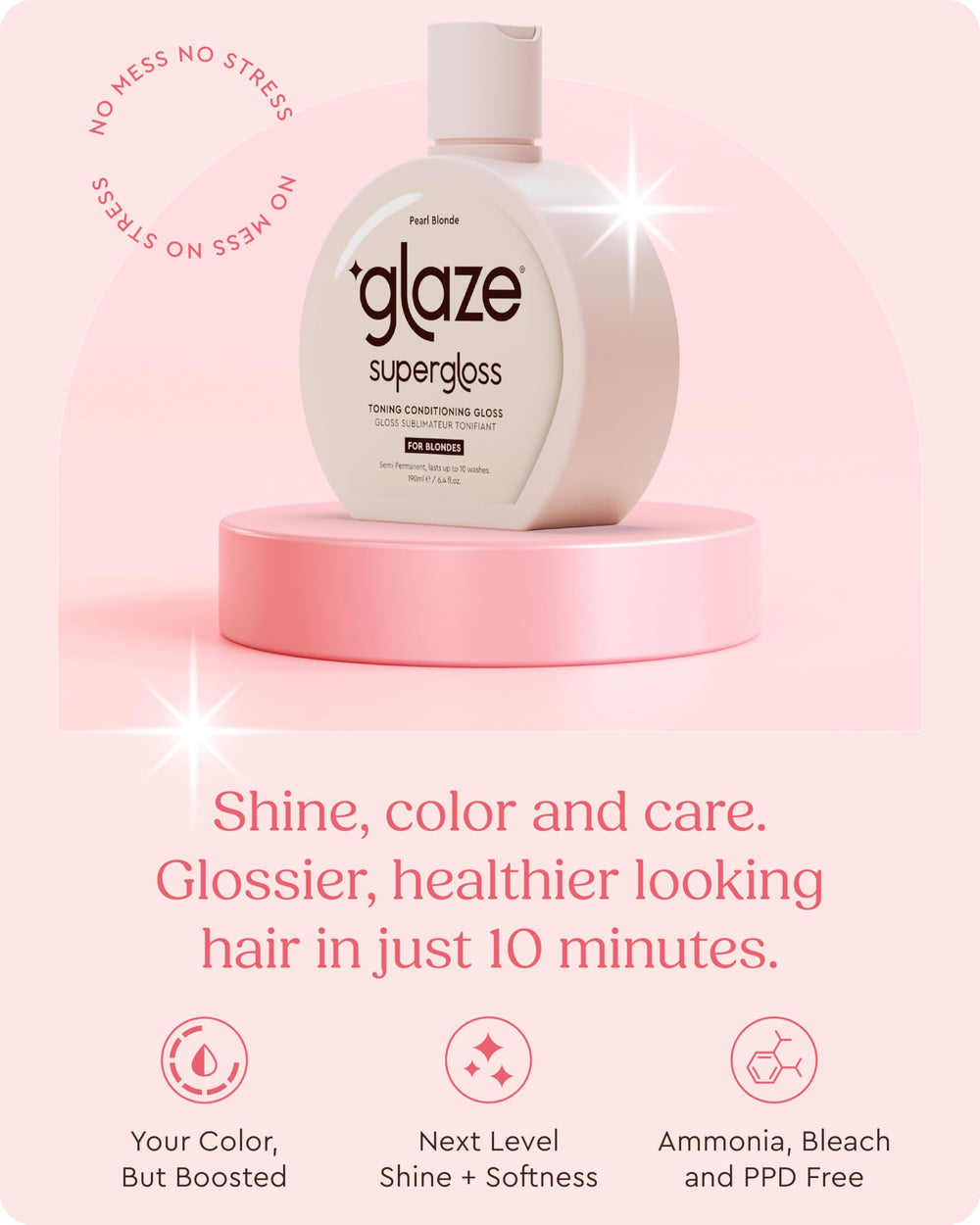 Glaze Supergloss brillo hidratante mejora suavidad y brillo del cabello.