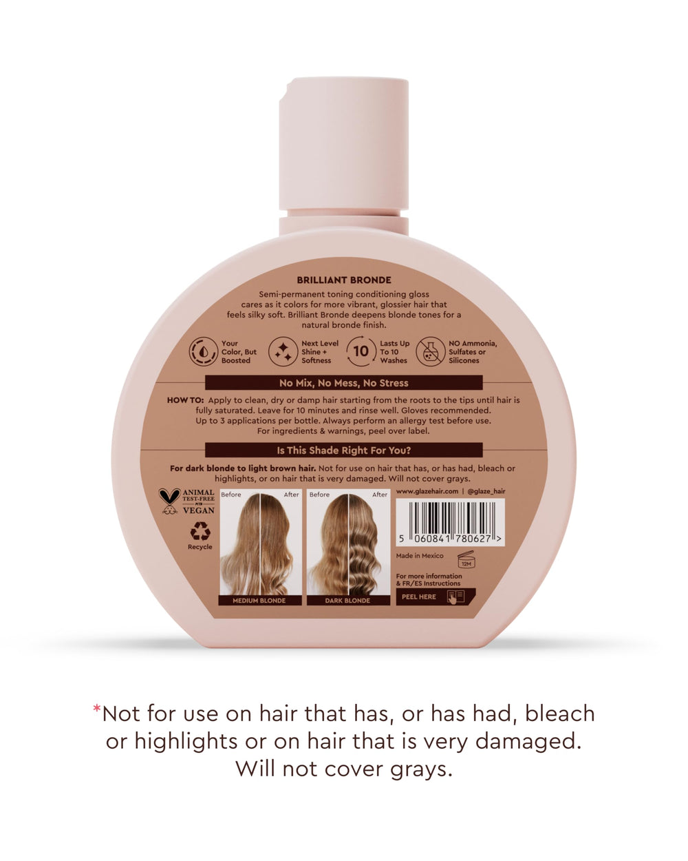 Glaze Supergloss brillo instantáneo en cabello sin pesadez.