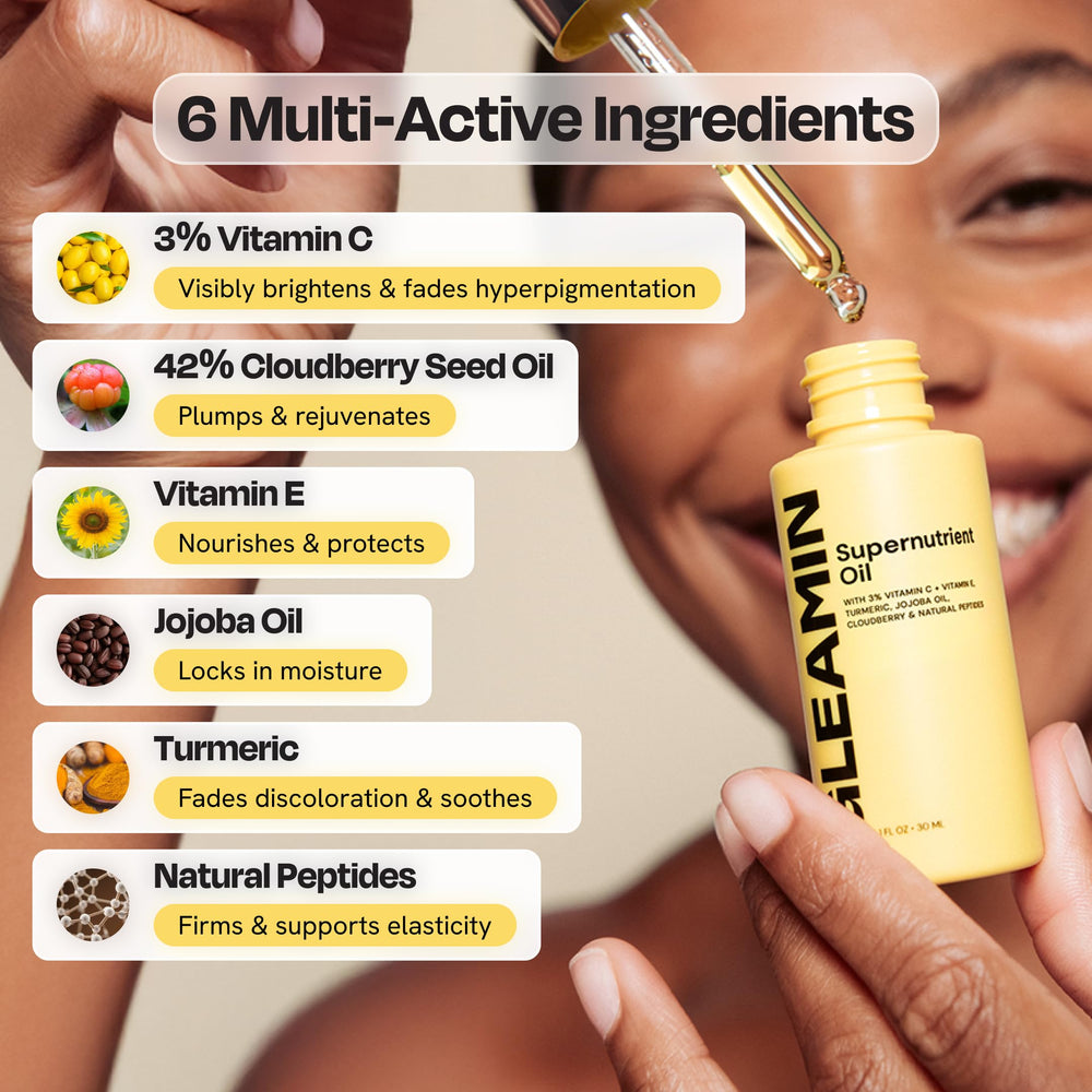 Gleamin Aceite facial para masaje y gua sha, deslizamiento suave.