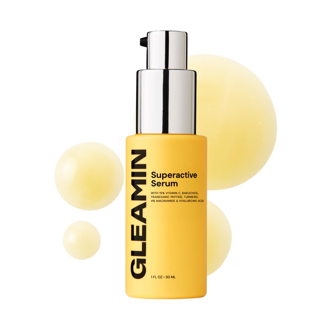 Sérum Gleamin vitamine C 15% dans la bouteille, éclat lumineux potentiel.