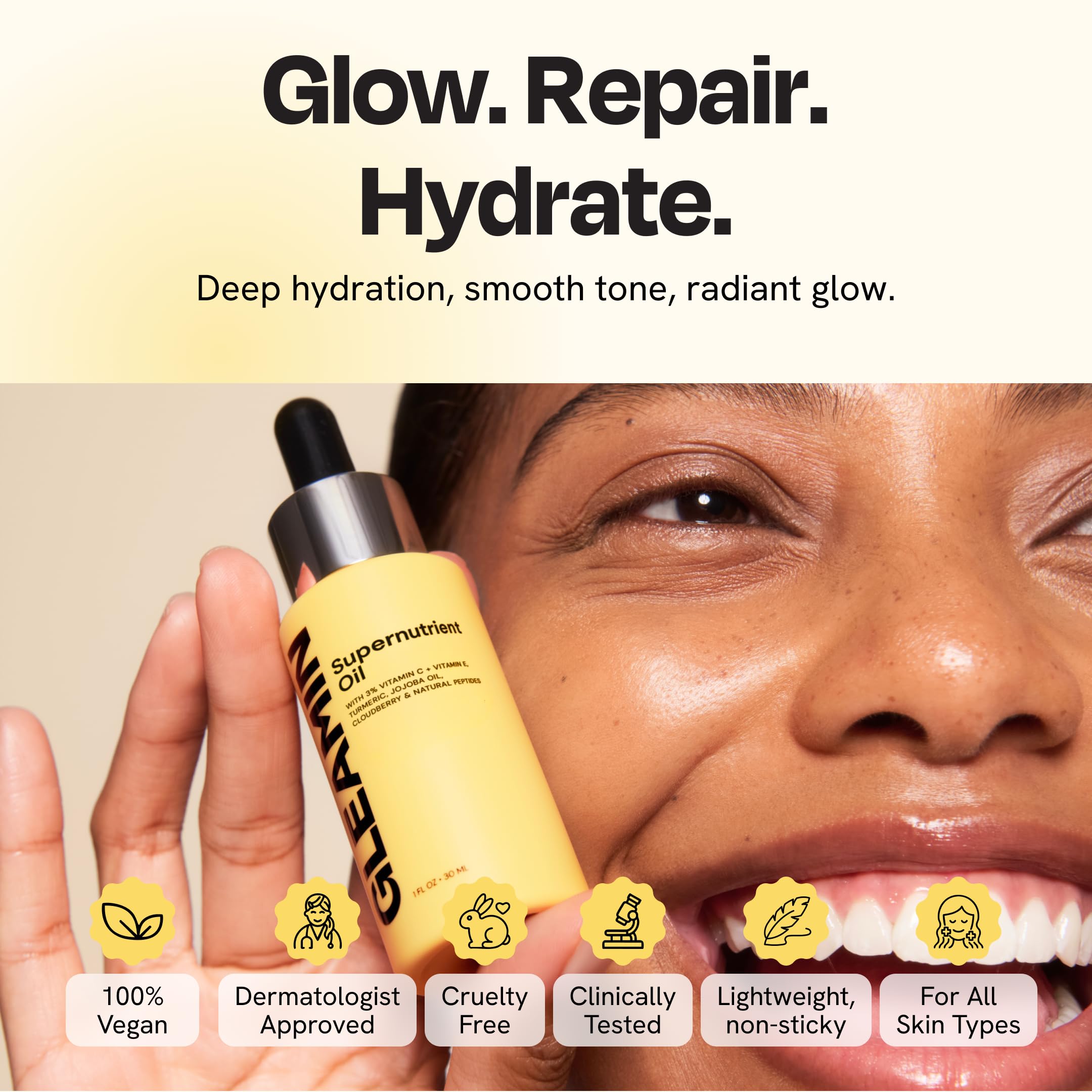 Gleamin Aceite diario con Vitamina E, cuidado de la piel.