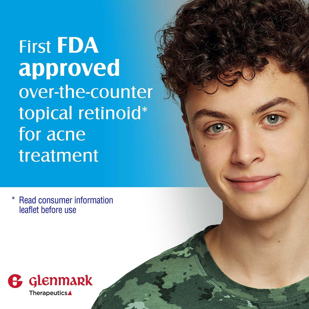 Aplicación facial diaria con Glenmark Adapalene Gel 0.1% para piel limpia.