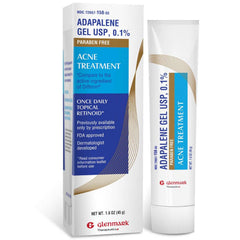 Glenmark Therapeutics Adapalene Gel 0.1% frente: piel más clara con uso diario.
