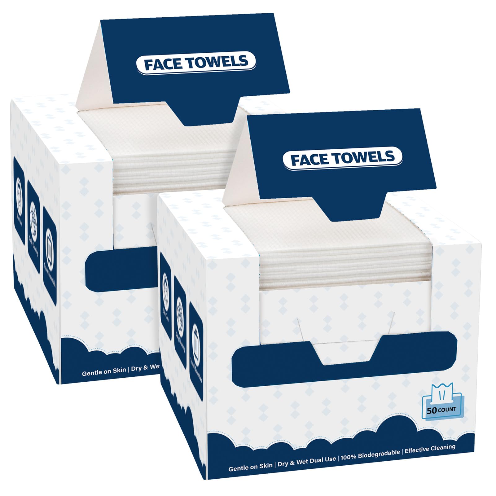 PAÑOS GLIMGLINT FACIALES DESECHABLES, 100 UNIDADES, en dos cajas, ideales para desmaquillar suavemente.