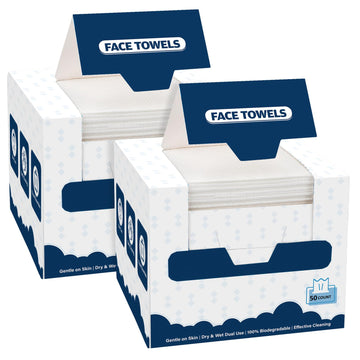 PAÑOS GLIMGLINT FACIALES DESECHABLES, 100 UNIDADES, en dos cajas, ideales para desmaquillar suavemente.