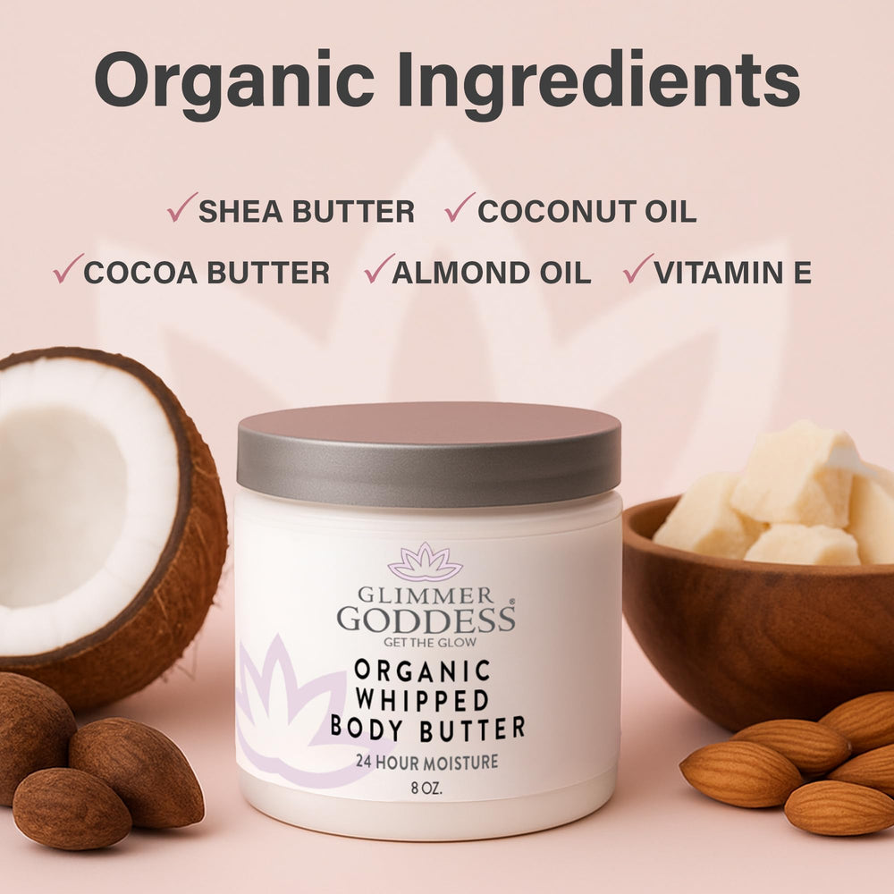 Glimmer Goddess unscented butter packaging shows clean, travel-friendly design.