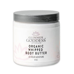 Glimmer Goddess whipped body butter in jar for rich daily hydration.