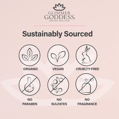 Glimmer Goddess ingredients highlight shea cocoa butter and coconut oil nourishing skin