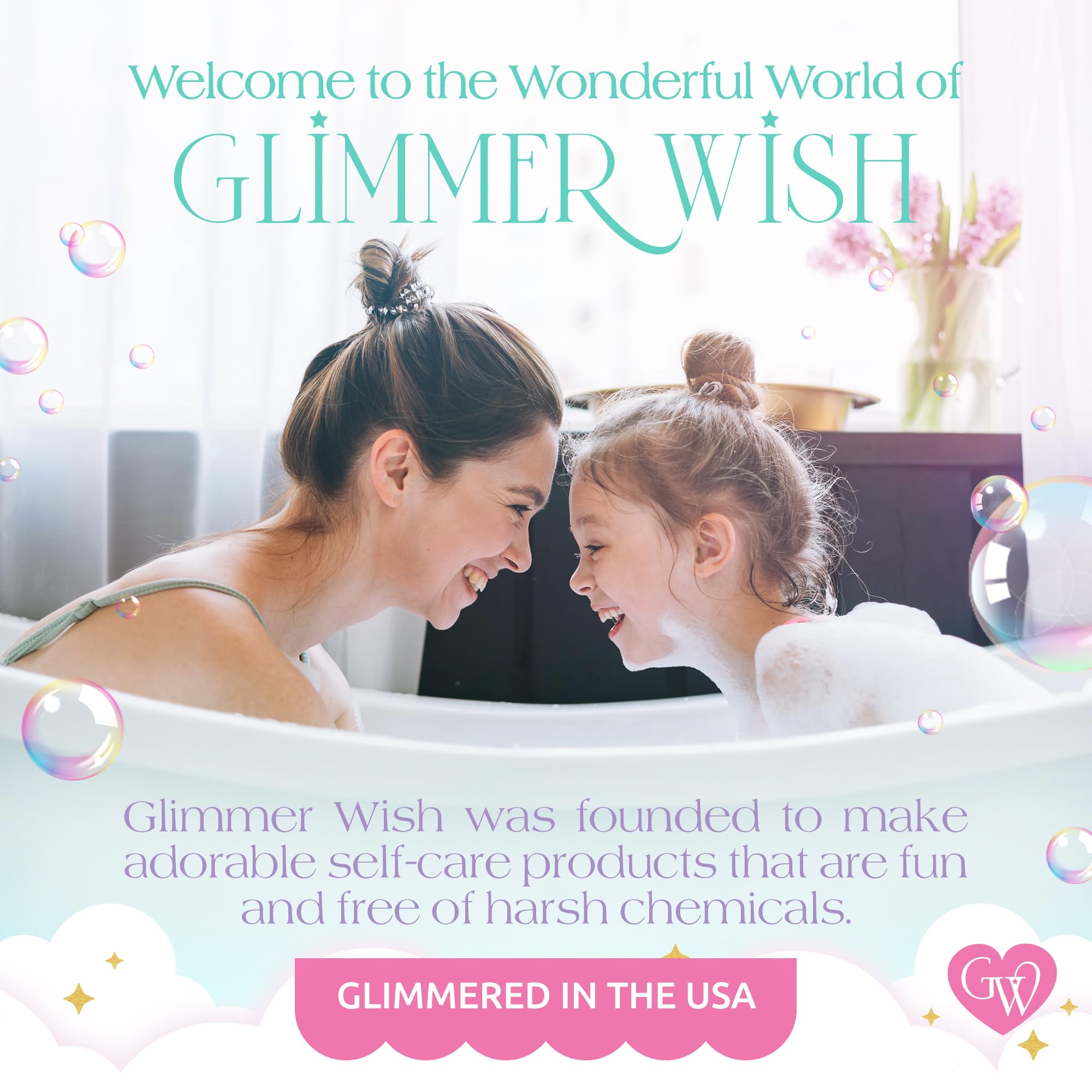 Diseño divertido inspirado en sirenas para niños con Glimmer Wish.